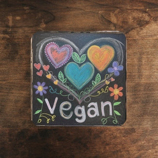 Vegan Hearts Cork Back Coaster Printify