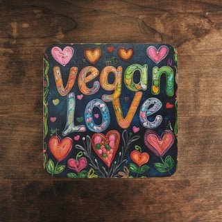 Vegan Love Cork Back Coaster Printify