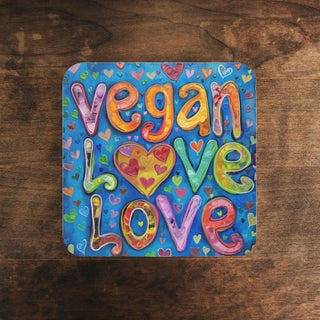 Vegan Love Cork Back Coaster Printify