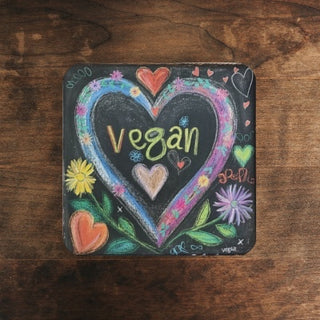 Vegan Hearts Cork Back Coaster Printify