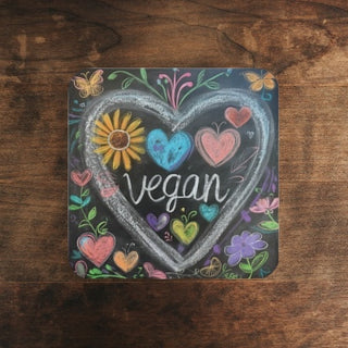 Vegan Hearts Cork Back Coaster Printify