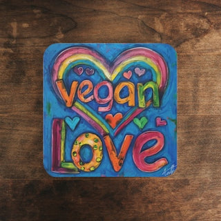 Vegan Love Cork Back Coaster Printify