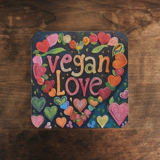 Vegan Love Cork Back Coaster Printify