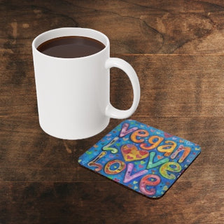 Vegan Love Cork Back Coaster Printify