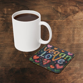 Vegan Love Cork Back Coaster Printify