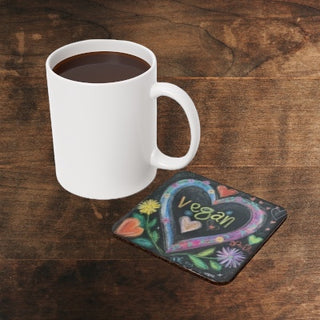 Vegan Hearts Cork Back Coaster Printify