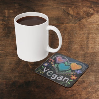 Vegan Hearts Cork Back Coaster Printify