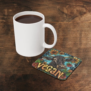 Vegan Cow Cork Back Coaster Printify