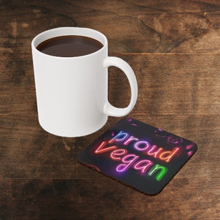 Proud Vegan Cork Back Coaster Printify