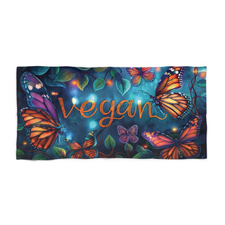 Vegan Butterflies Beach Towel Printify