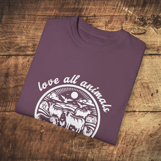 Love All Animals Unisex Garment-Dyed T-shirt