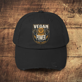 Vegan Power Unisex Distressed Cap Printify