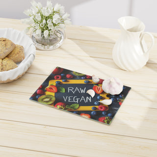 Raw Vegan Tempered Glass Cutting Board Printify