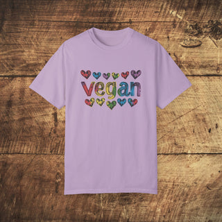 Vegan Hearts Garment-Dyed T-shirt Printify