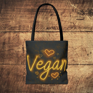 Vegan Neon Hearts Tote Bag Printify