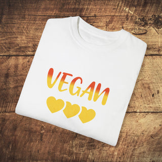 Vegan Hearts Garment-Dyed T-shirt Printify