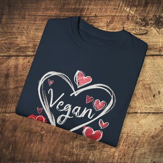 Vegan Hearts Garment-Dyed T-shirt Printify