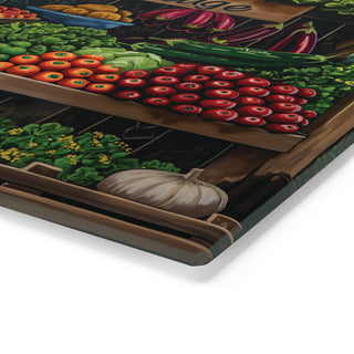 Vegan Village Tempered Glass Cutting Board Printify