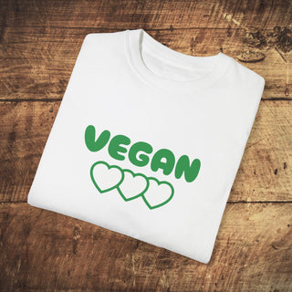 Vegan Hearts Garment-Dyed T-shirt Printify