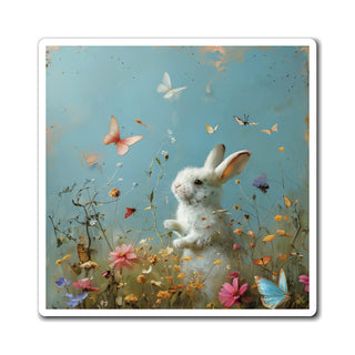 Bunny and Butterflies Magnet Printify