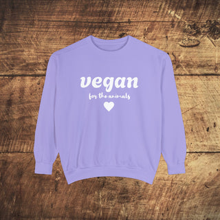 Vegan For The Animals Garment-Dyed Sweatshirt Printify