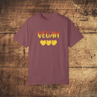 Vegan Hearts Garment-Dyed T-shirt Printify