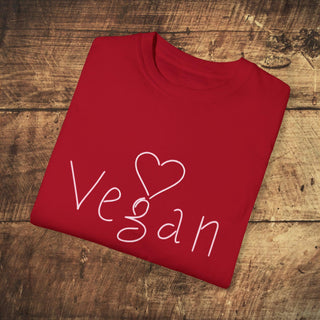 Vegan Heart Garment-Dyed T-shirt Printify