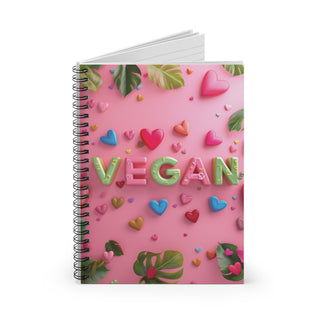 Vegan Hearts Spiral Notebook - Ruled Line