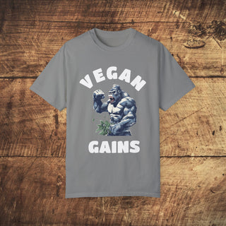 Vegan Gains Garment-Dyed T-shirt Printify