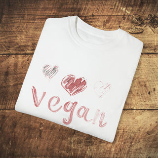 Vegan Hearts Garment-Dyed T-shirt Printify