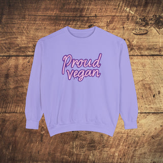 Proud Vegan Garment-Dyed Sweatshirt Printify