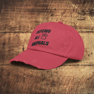 Defend All Animals Unisex Distressed Cap Printify