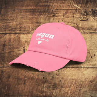 Vegan For The Animals Unisex Distressed Cap Printify