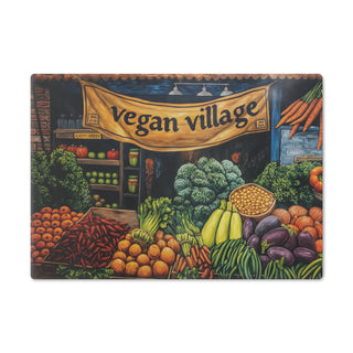 Vegan Village Tempered Glass Cutting Board Printify