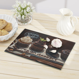 Vegan Dessert Tempered Glass Cutting Board Printify