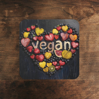 Vegan Heart Cork Back Coaster Printify