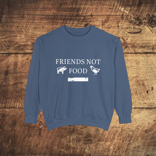 Friends Not Food Garment-Dyed Sweatshirt Printify