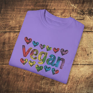 Vegan Hearts Garment-Dyed T-shirt Printify