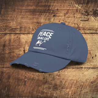 Peace For All Life Unisex Distressed Cap Printify