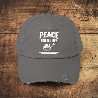 Peace For All Life Unisex Distressed Cap Printify