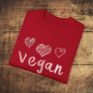 Vegan Hearts Garment-Dyed T-shirt Printify