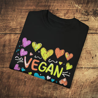 Vegan Hearts Garment-Dyed T-shirt Printify