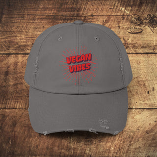 Vegan Vibes Unisex Distressed Cap Printify