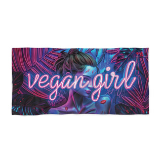 Vegan Girl Beach Towel Printify