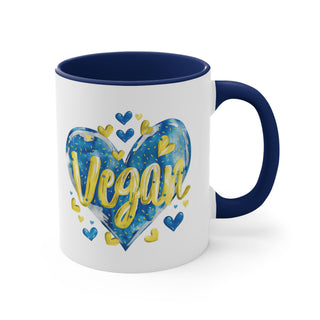 Vegan Hearts Accent Coffee Mug, 11oz Printify