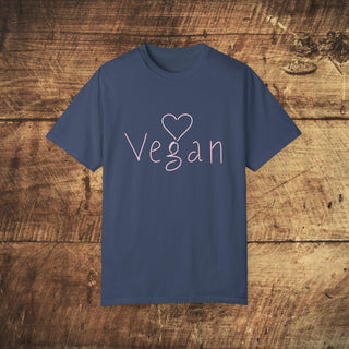 Vegan Heart Garment-Dyed T-shirt Printify