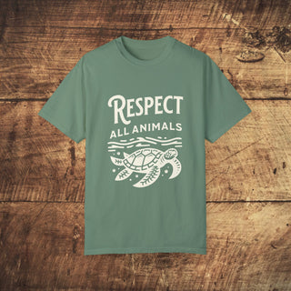 Respect All Animals Garment-Dyed T-shirt Printify