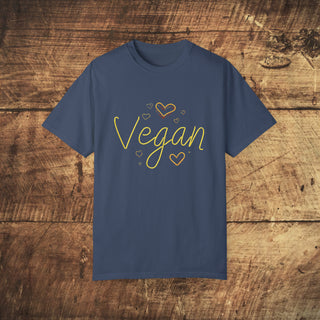 Vegan Hearts Garment-Dyed T-shirt Printify