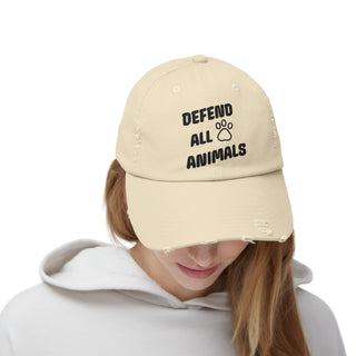 Defend All Animals Unisex Distressed Cap Printify