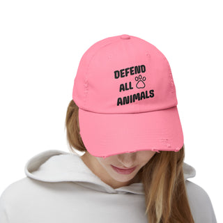 Defend All Animals Unisex Distressed Cap Printify